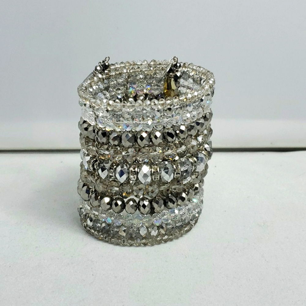 Ali khan Gray clear opened bracelet 11 strand